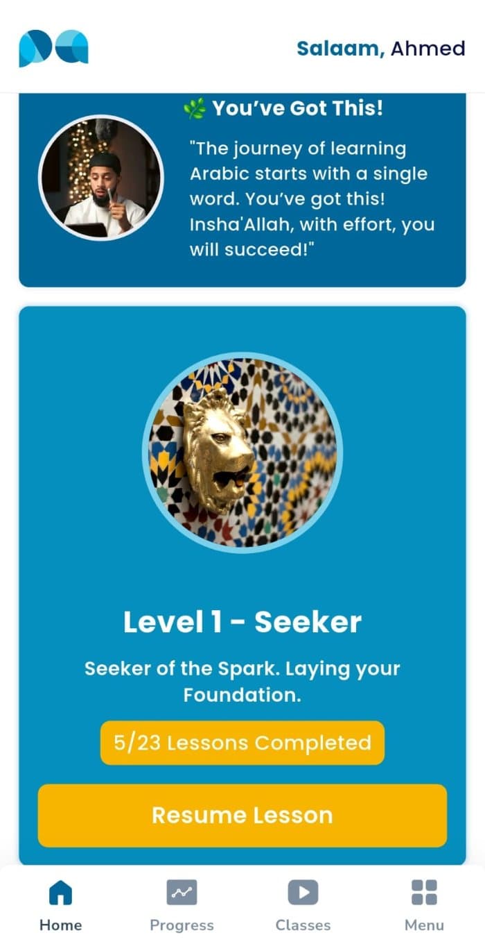 Achievements and progress on the mobile app