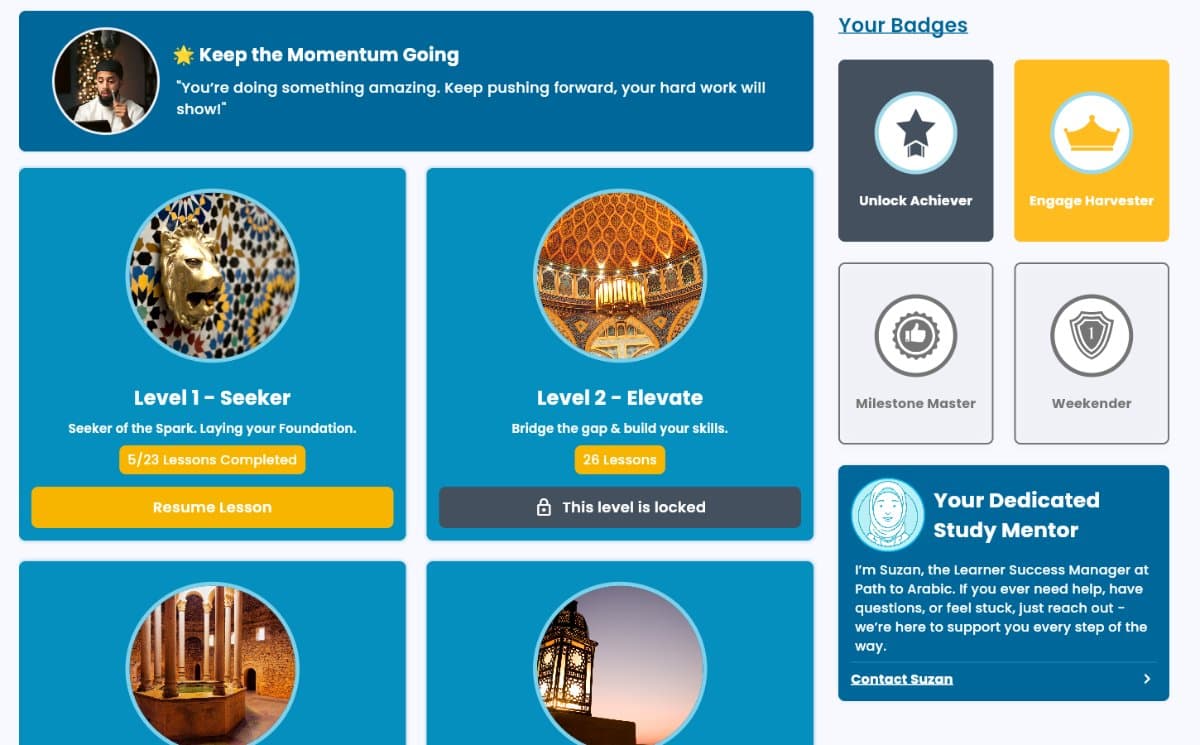 Member dashboard on desktop